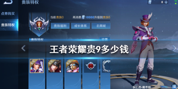 王者荣耀贵9多少钱