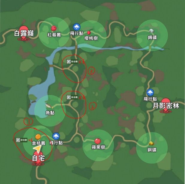 小森生活朝晖森林资源分布坐标一览