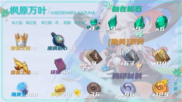 原神枫原万叶需要哪些突破材料