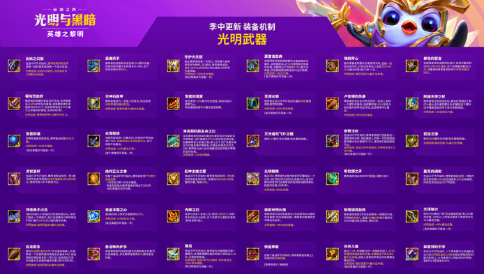 云顶之弈S5.5全光明装备属性图