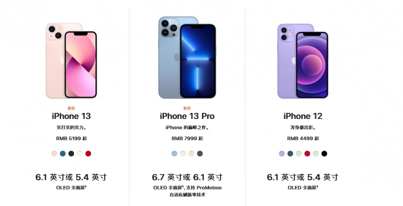 iphone13参数价格对比