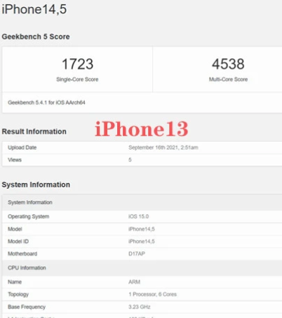 iPhone13跑分情况怎么样