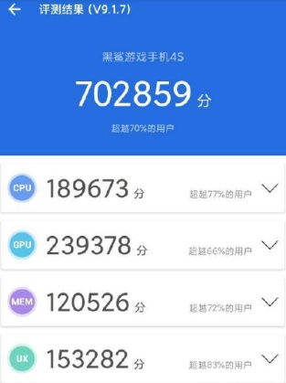 黑鲨4s手机跑分怎么样