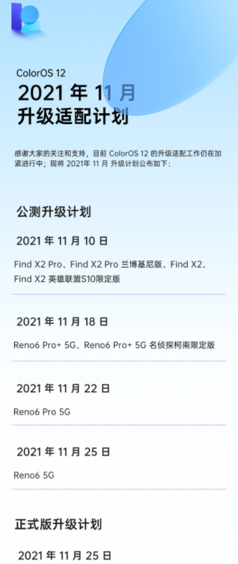 colorOS12第二批适配机型有哪些