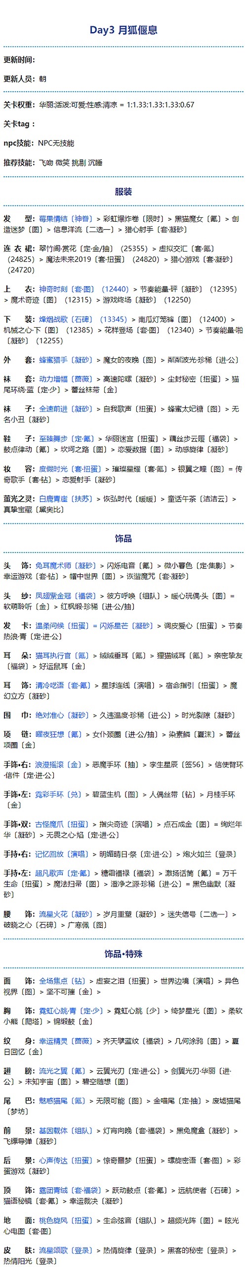 奇迹暖暖月狐偃息高分怎么搭配