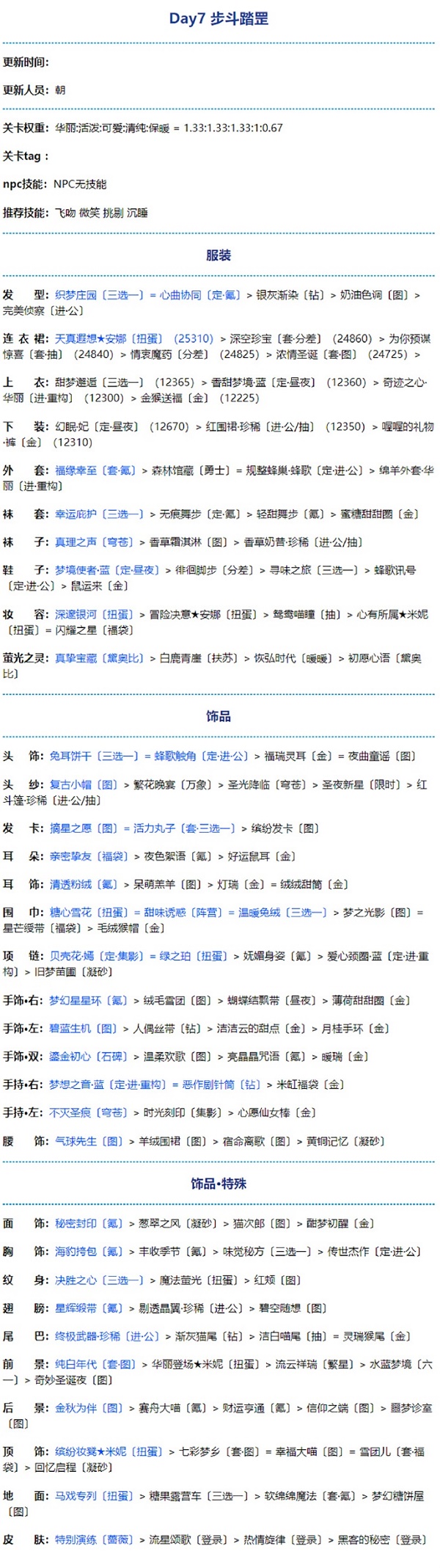 奇迹暖暖步斗踏罡高分怎么搭配