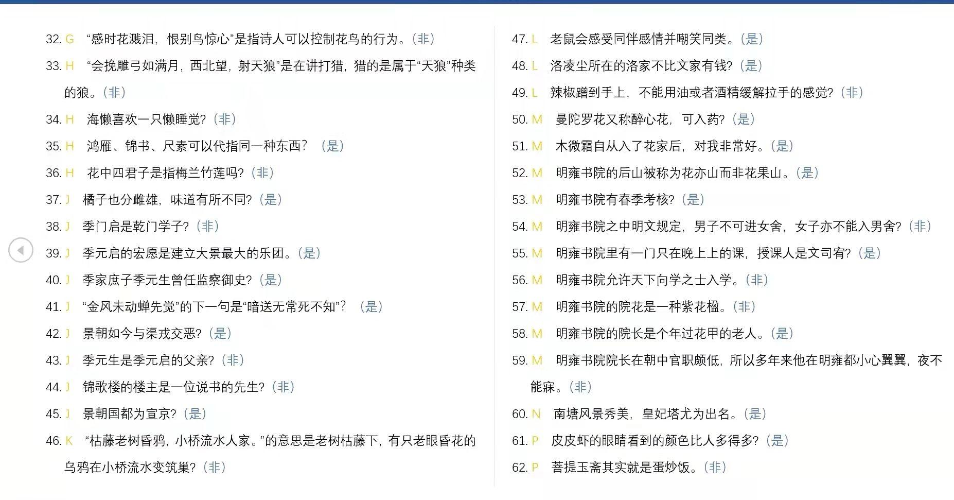 花亦山心之月天景百问答案攻略