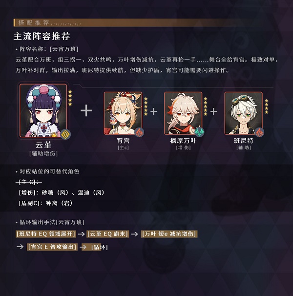 原神云堇阵容怎么搭配