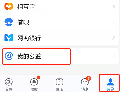 支付宝怎么查看捐款项目进展