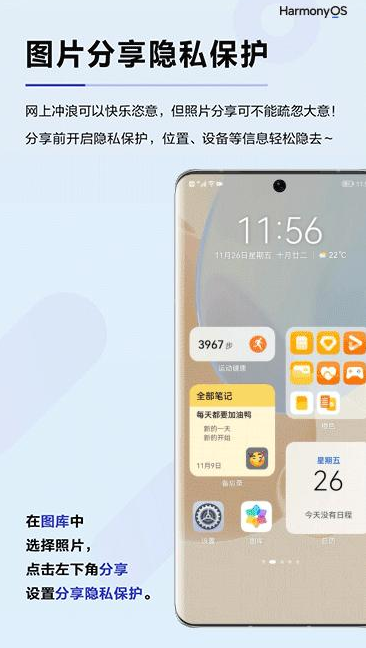 鸿蒙图片分享隐私保护怎么开启？