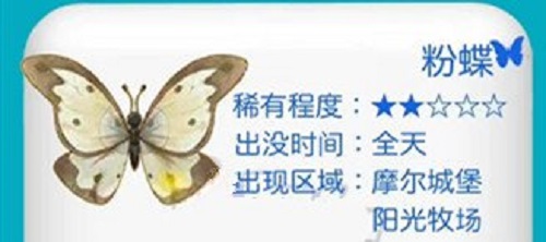 摩尔庄园粉蝶在哪里？