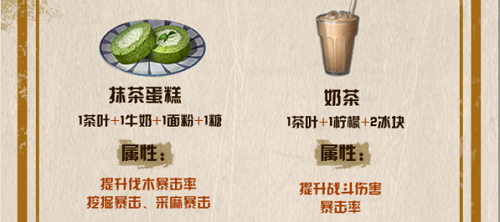 明日之后茶叶食谱配方一览2022