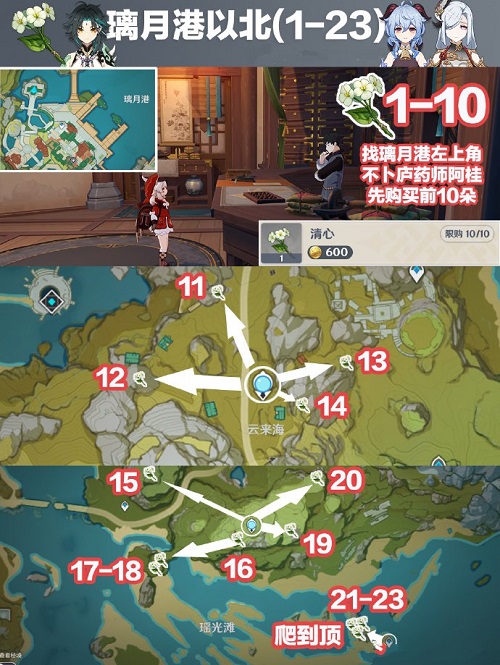 原神清心采集路线图是什么样子的？