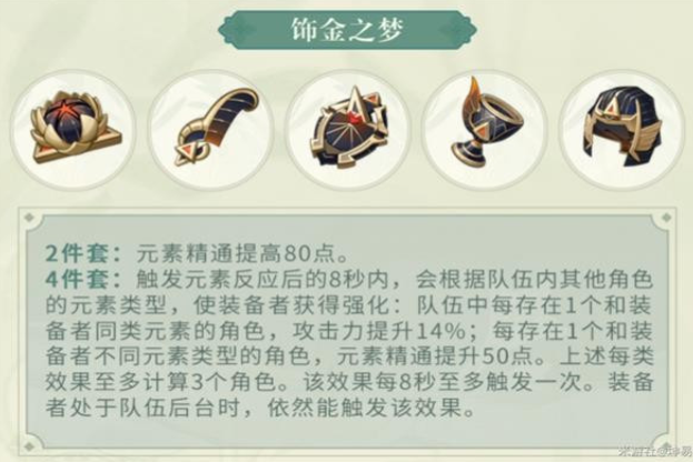 原神圣遗物饰金之梦适合谁