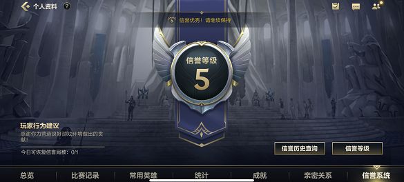 英雄联盟手游信誉度3恢复到4要几天