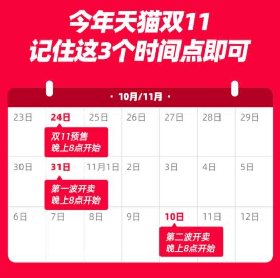2022天猫双11第二波预售什么时候开始