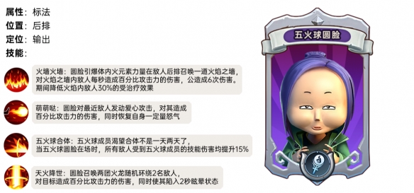 《我叫MT:归来》五火球圆脸角色技能详情一览
