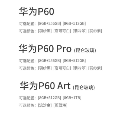 华为P60系列有几款机型