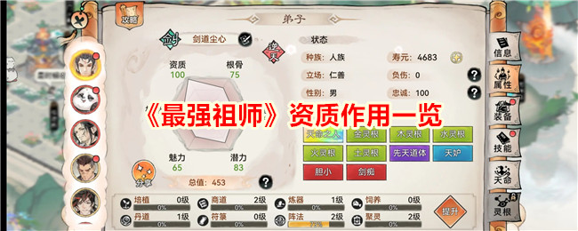 最强祖师资质有什么用