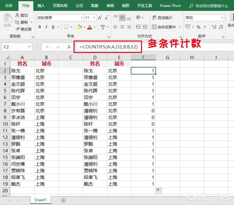 如何用Excel对比两个表格