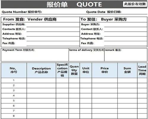 如何用excel表格制作简单报价单模板