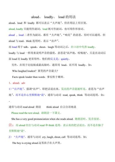 loudly与aloud用法区别是什么